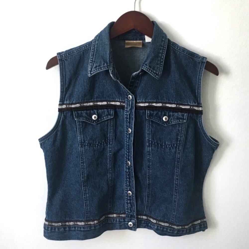 Vintage Wrangler | embellished denim vest | XL